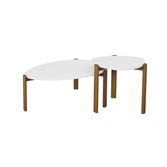 Manhattan Comfort Gales 2-Piece White End Table & Coffee Table Set