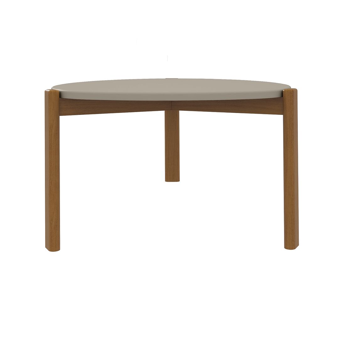 Manhattan Comfort Gales 32" Gloss Greige Coffee Table With Solid Wooden Legs