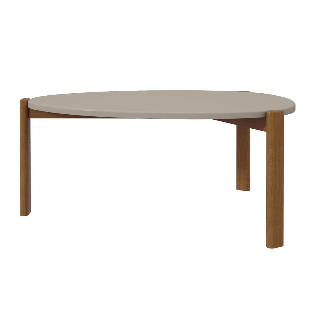 Manhattan Comfort Gales 32" Gloss Greige Coffee Table With Solid Wooden Legs