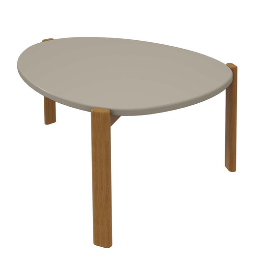Manhattan Comfort Gales 32" Gloss Greige Coffee Table With Solid Wooden Legs