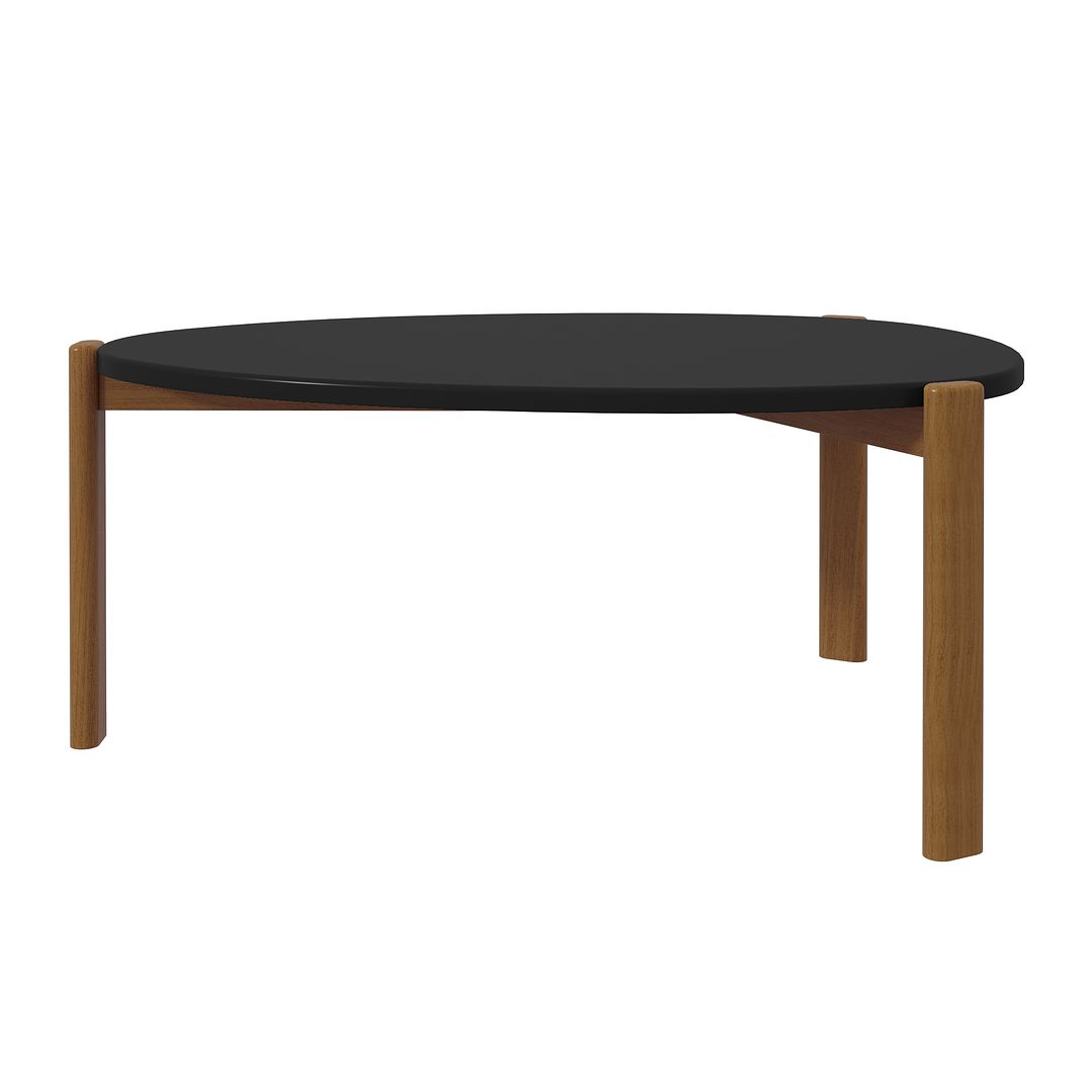 Manhattan Comfort Gales 32" Matte Black Coffee Table With Solid Wooden Legs