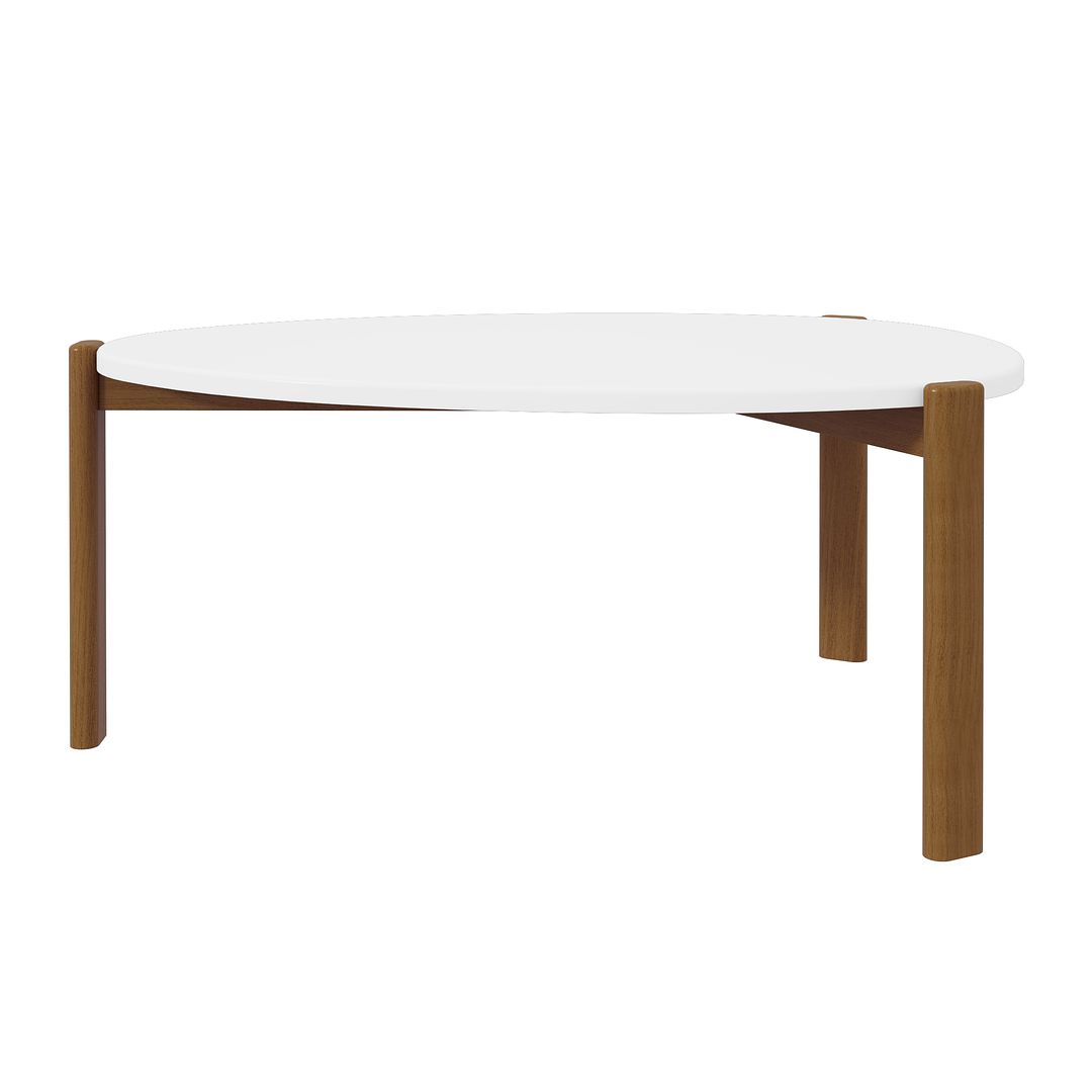 Manhattan Comfort Gales 32" Matte White Coffee Table With Solid Wooden Legs