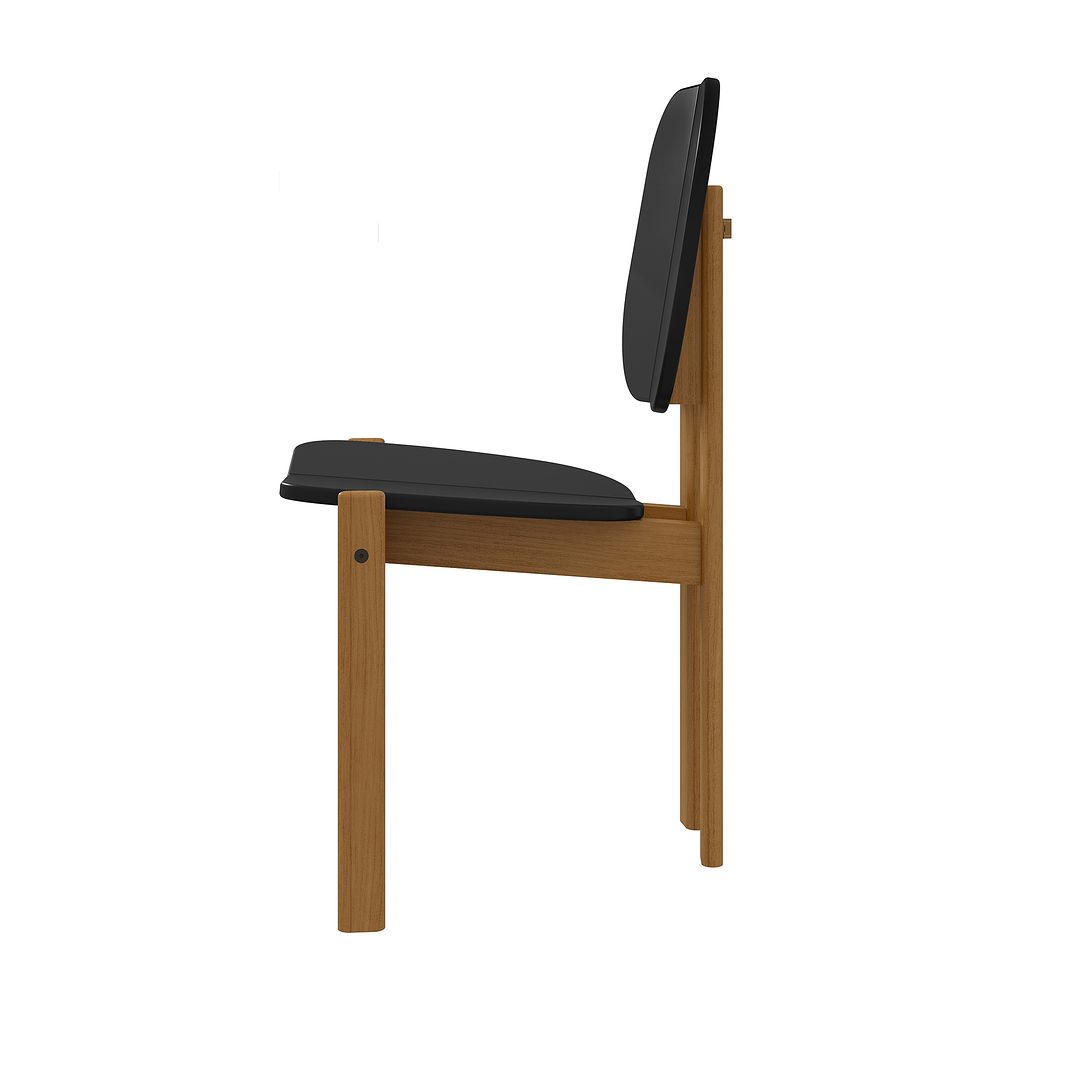 Manhattan Comfort Gales 4-Piece Black Dining Chairs With Solid Wooden Legs