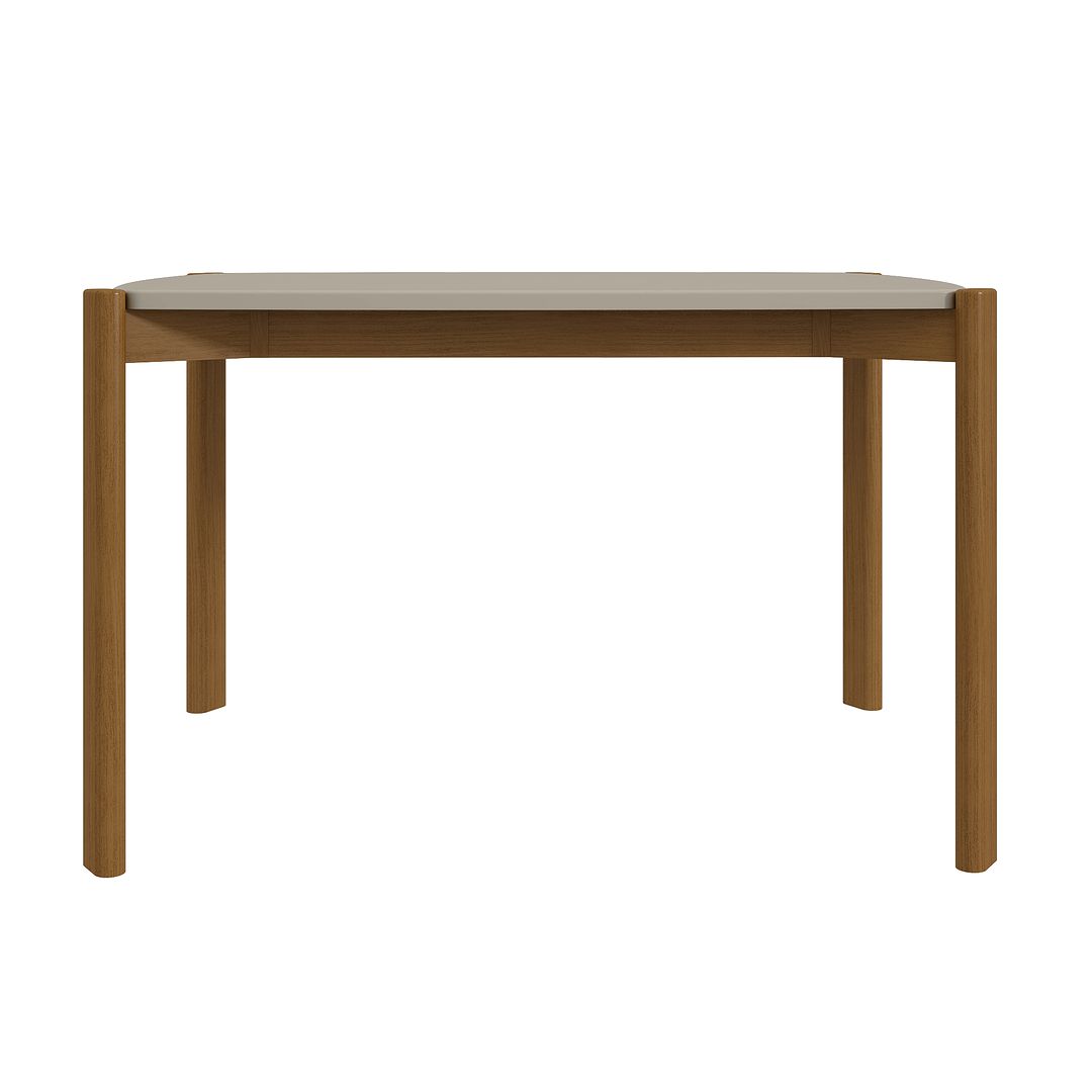 Manhattan Comfort Gales 47" Rectangular Gloss Greige Dining Table With Solid Wooden Legs