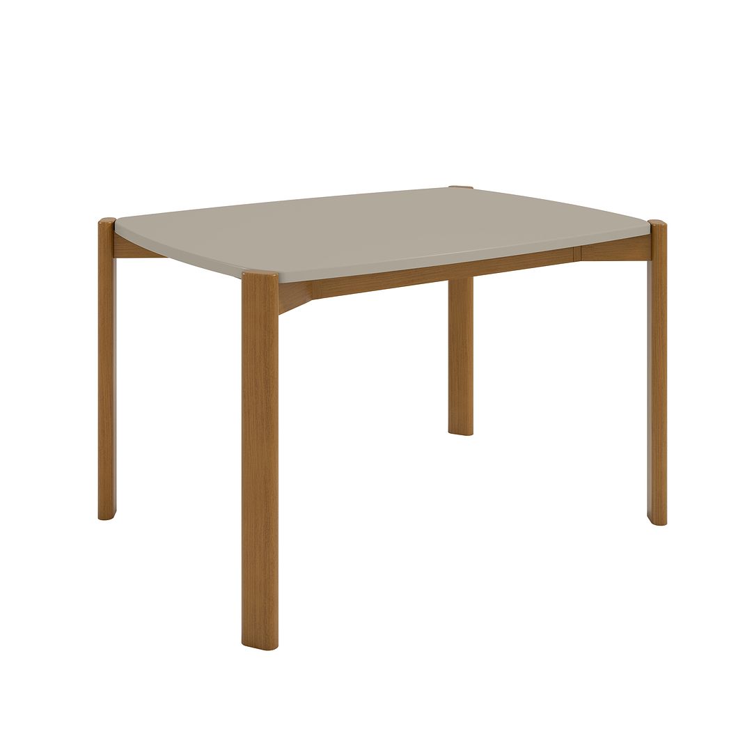 Manhattan Comfort Gales 47" Rectangular Gloss Greige Dining Table With Solid Wooden Legs