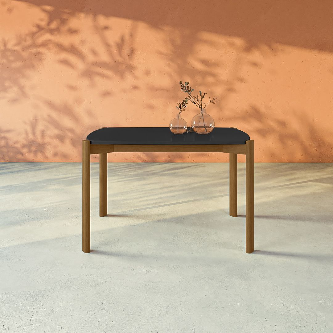 Manhattan Comfort Gales 47" Rectangular Matte Black Dining Table With Solid Wooden Legs