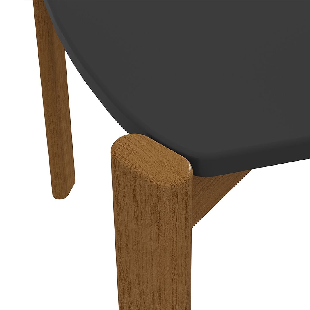Manhattan Comfort Gales 47" Rectangular Matte Black Dining Table With Solid Wooden Legs