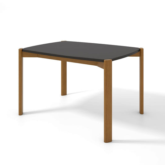 Manhattan Comfort Gales 47" Rectangular Matte Black Dining Table With Solid Wooden Legs
