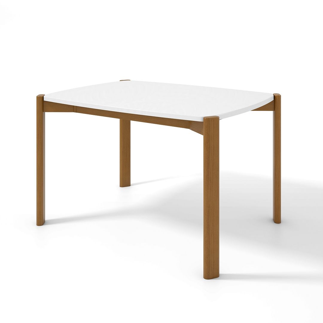 Manhattan Comfort Gales 47" Rectangular Matte White Dining Table With Solid Wooden Legs