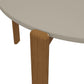 Manhattan Comfort Gales 47" Round Gloss Greige Dining Table With Solid Wooden Legs