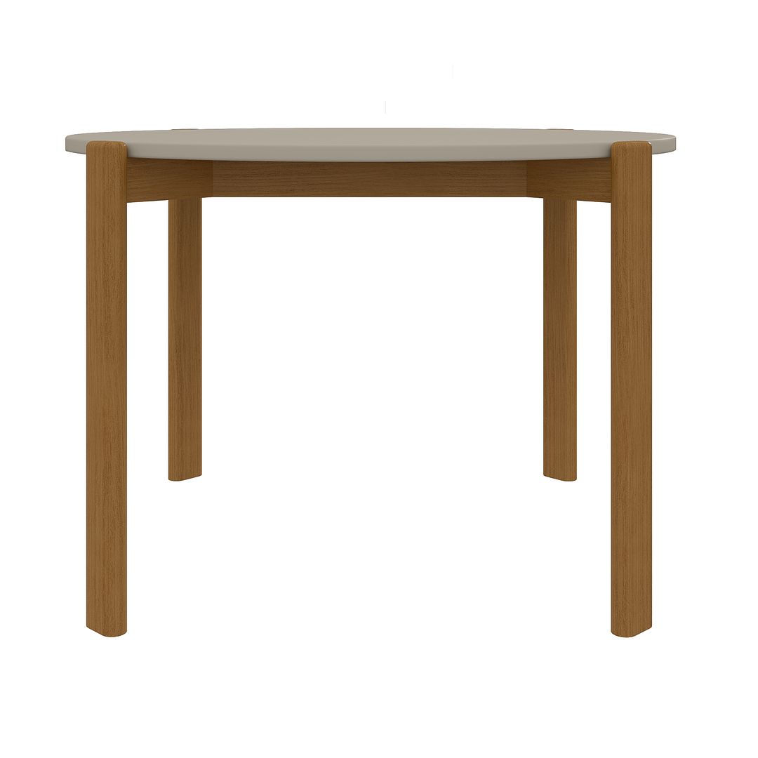 Manhattan Comfort Gales 47" Round Gloss Greige Dining Table With Solid Wooden Legs