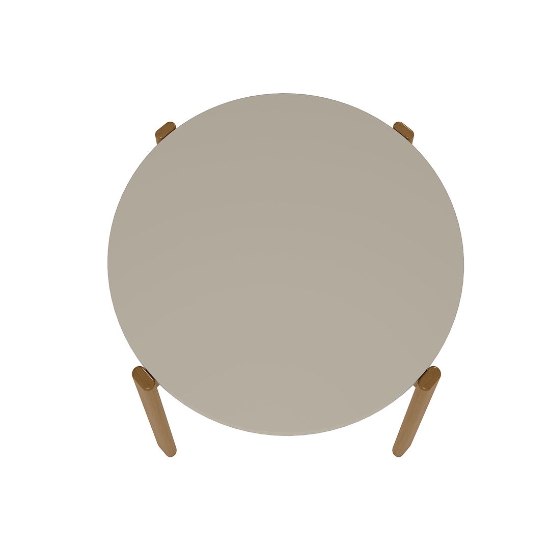 Manhattan Comfort Gales 47" Round Gloss Greige Dining Table With Solid Wooden Legs