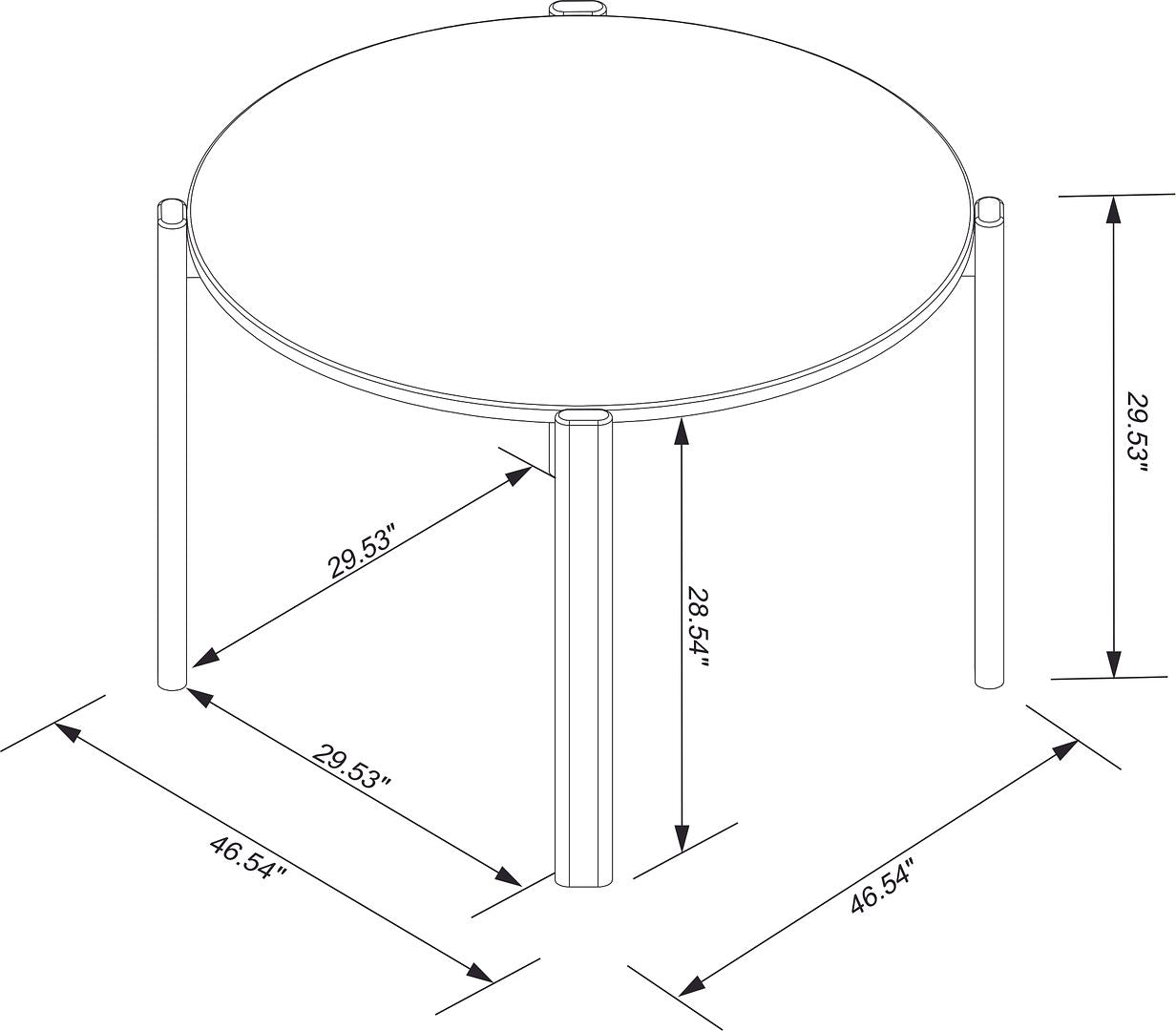 Manhattan Comfort Gales 47" Round Gloss Greige Dining Table With Solid Wooden Legs