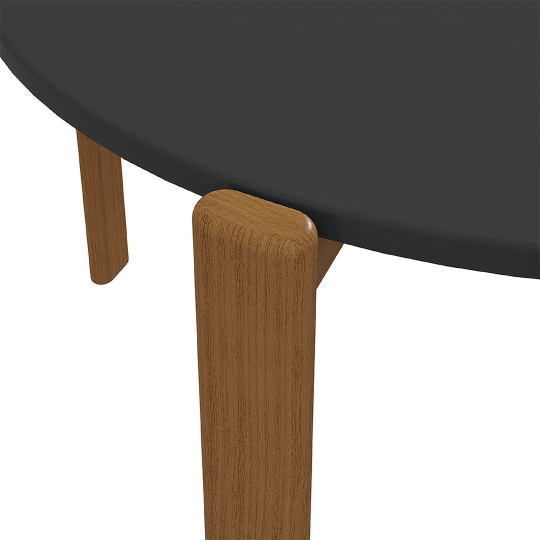 Manhattan Comfort Gales 47" Round Matte Black Dining Table With Solid Wooden Legs