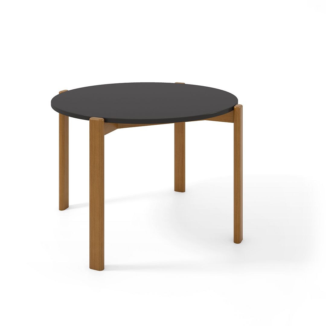 Manhattan Comfort Gales 47" Round Matte Black Dining Table With Solid Wooden Legs
