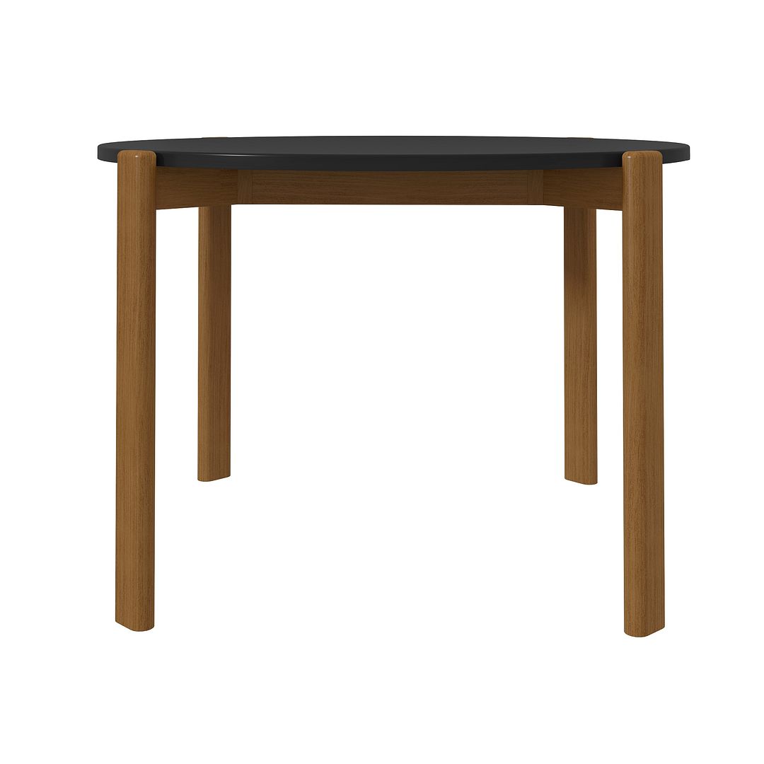 Manhattan Comfort Gales 47" Round Matte Black Dining Table With Solid Wooden Legs
