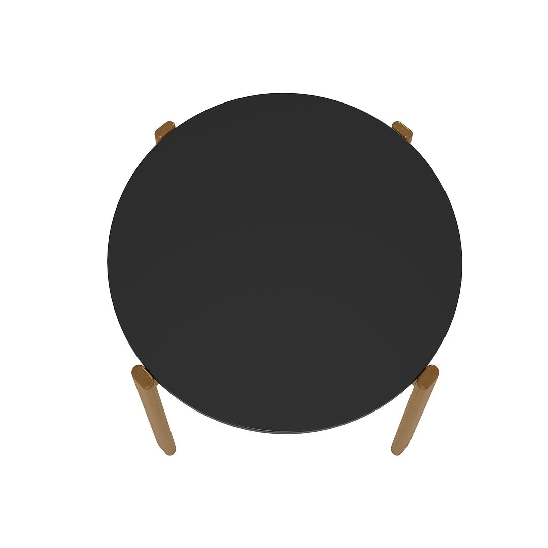 Manhattan Comfort Gales 47" Round Matte Black Dining Table With Solid Wooden Legs