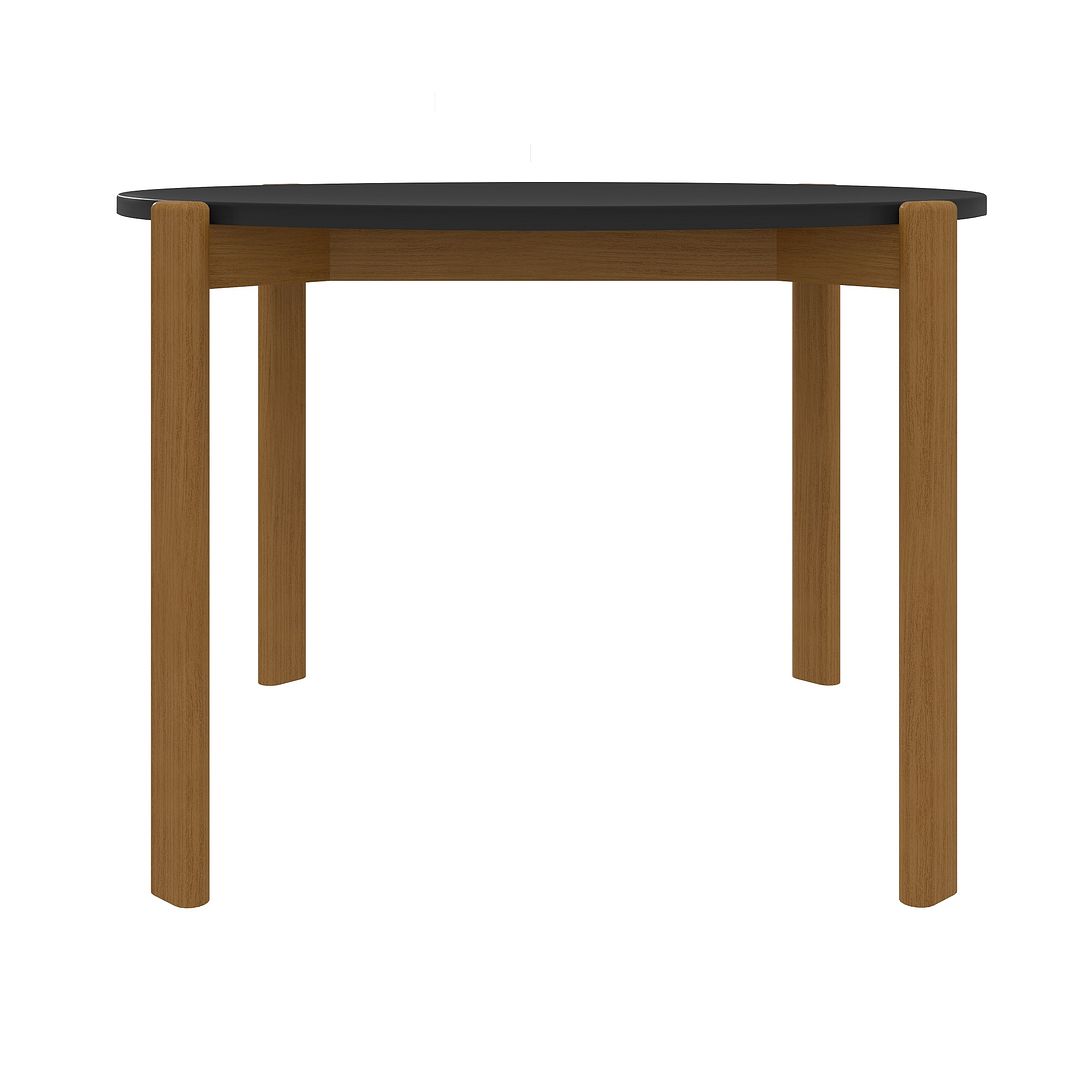 Manhattan Comfort Gales 47" Round Matte Black Dining Table With Solid Wooden Legs