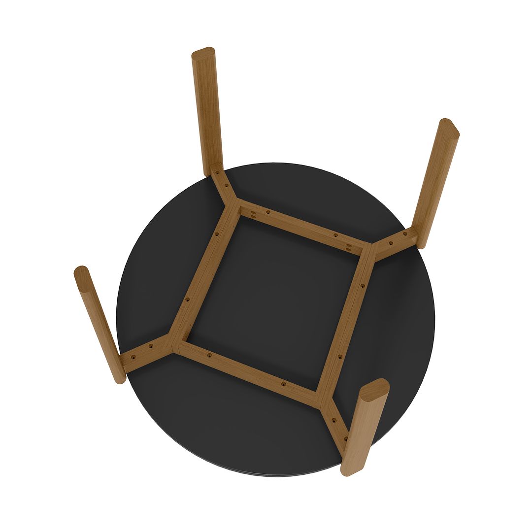 Manhattan Comfort Gales 47" Round Matte Black Dining Table With Solid Wooden Legs