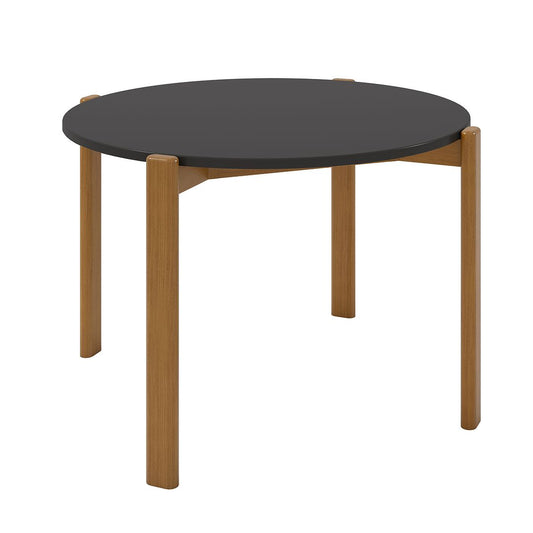 Manhattan Comfort Gales 47" Round Matte Black Dining Table With Solid Wooden Legs