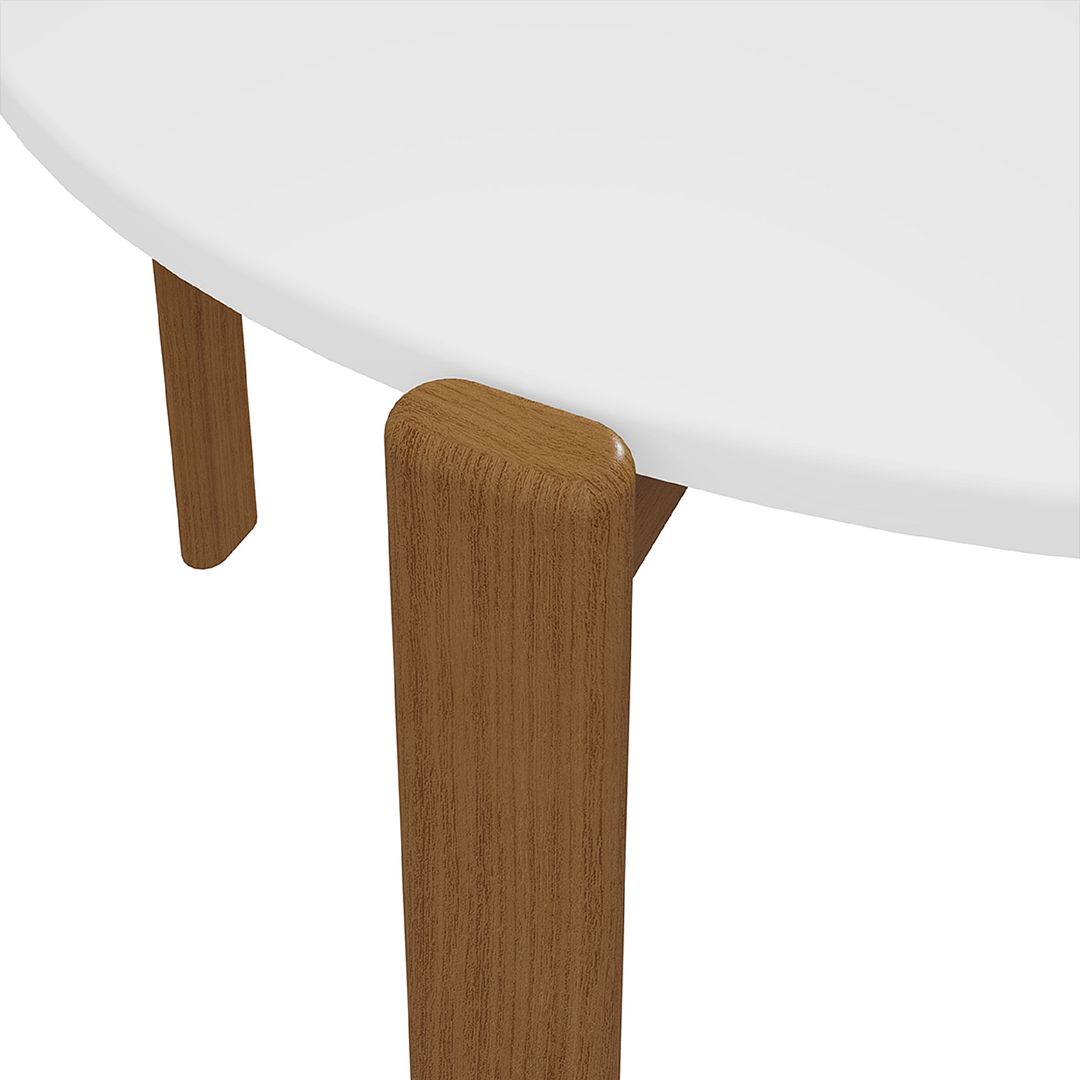 Manhattan Comfort Gales 47" Round Matte White Dining Table With Solid Wooden Legs
