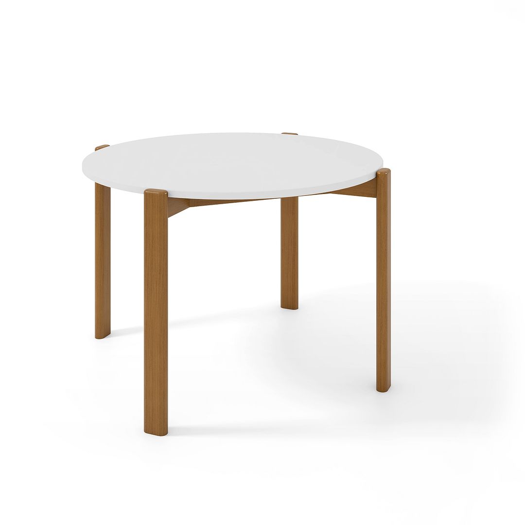 Manhattan Comfort Gales 47" Round Matte White Dining Table With Solid Wooden Legs