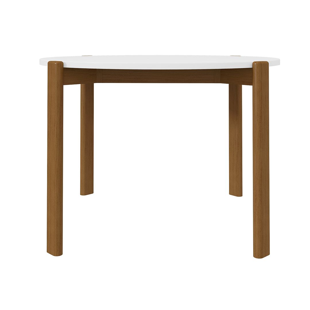 Manhattan Comfort Gales 47" Round Matte White Dining Table With Solid Wooden Legs