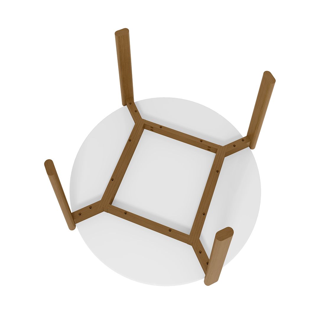 Manhattan Comfort Gales 47" Round Matte White Dining Table With Solid Wooden Legs