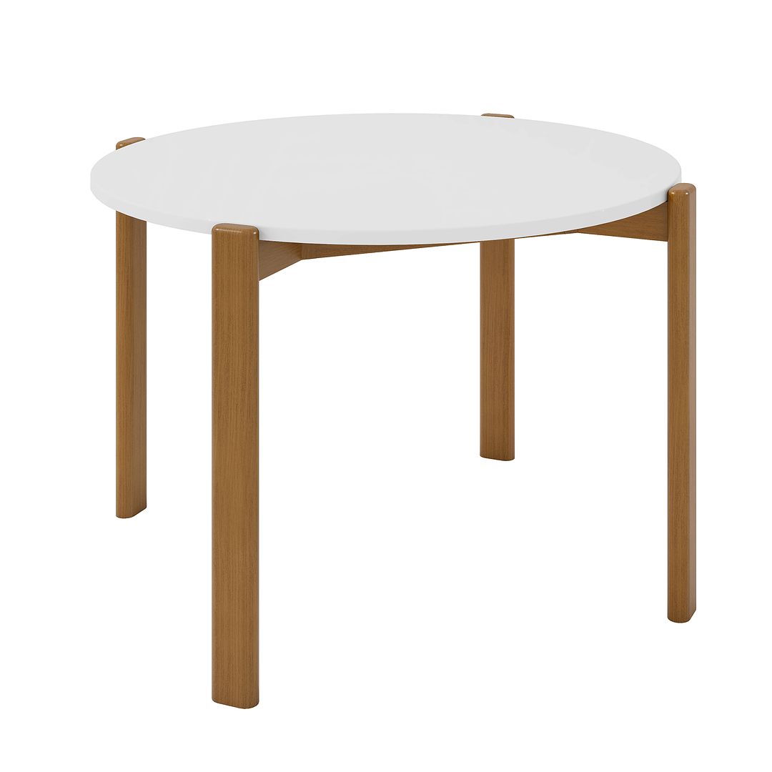 Manhattan Comfort Gales 47" Round Matte White Dining Table With Solid Wooden Legs