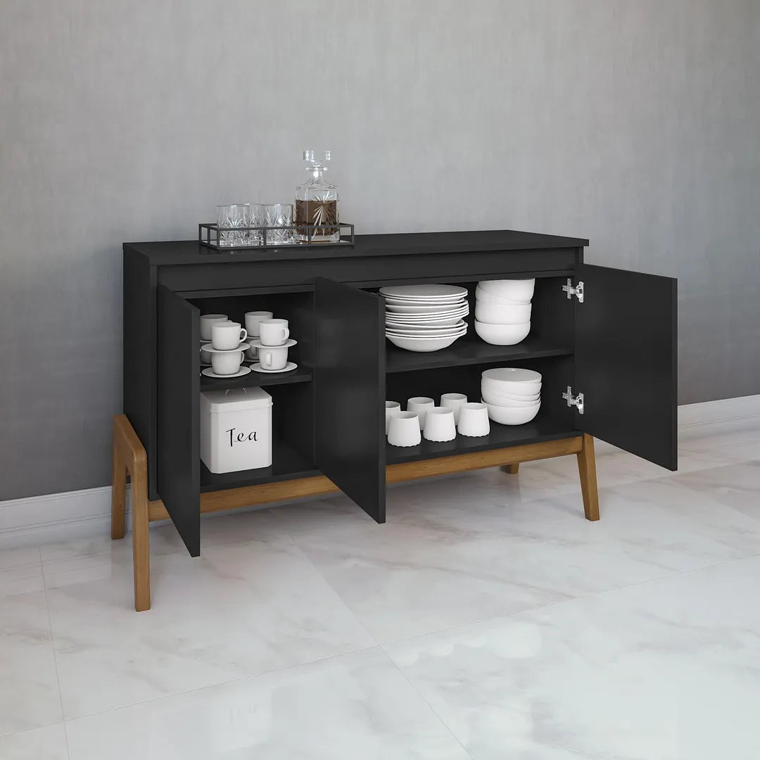Manhattan Comfort Gales 49" Mid-Century Modern Sideboard In Black