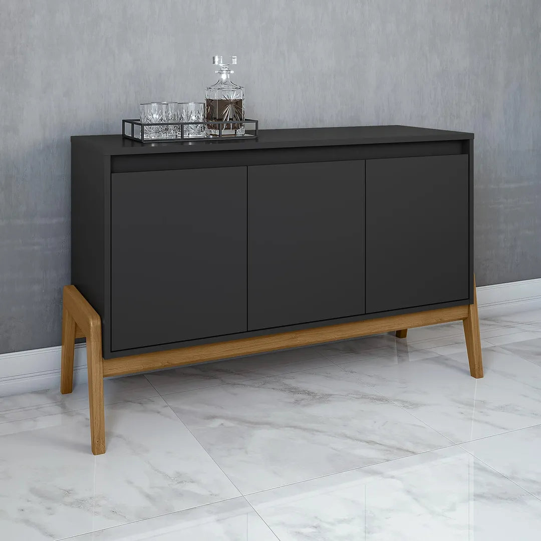 Manhattan Comfort Gales 49" Mid-Century Modern Sideboard In Black