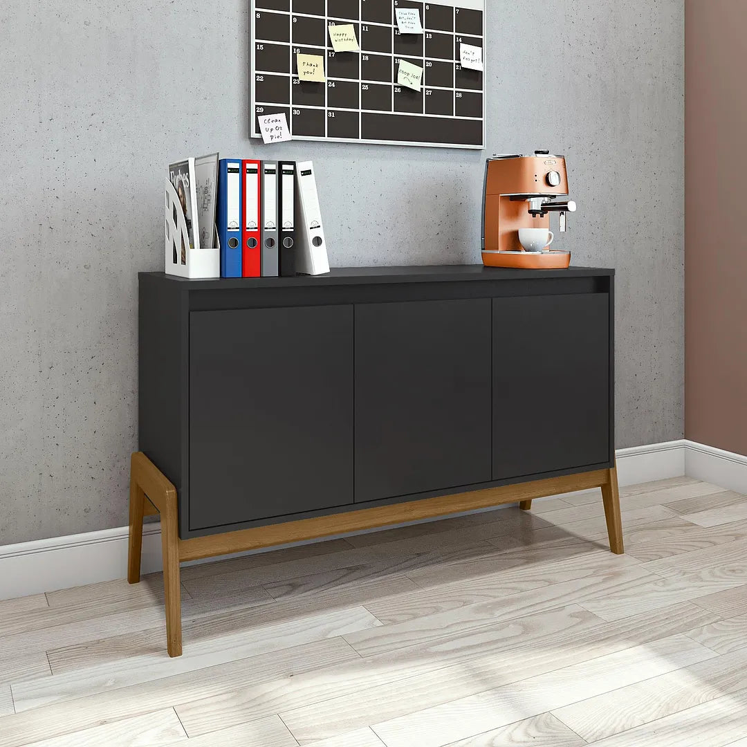 Manhattan Comfort Gales 49" Mid-Century Modern Sideboard In Black