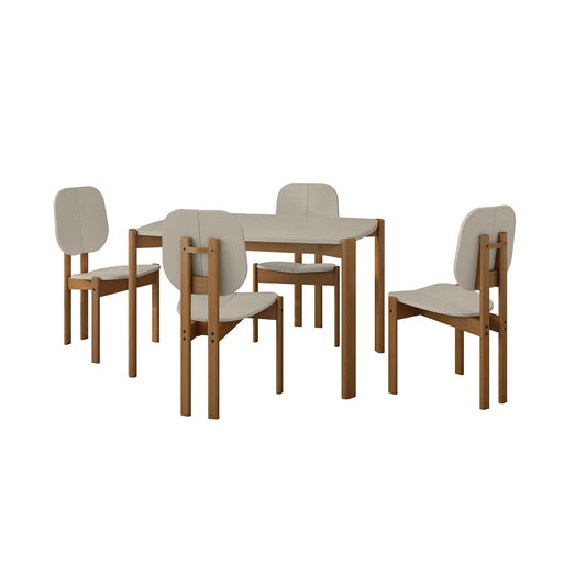 Manhattan Comfort Gales 5-Piece Greige Dining Set With 1 Small Rectangular Dining Table & 4 Chairs