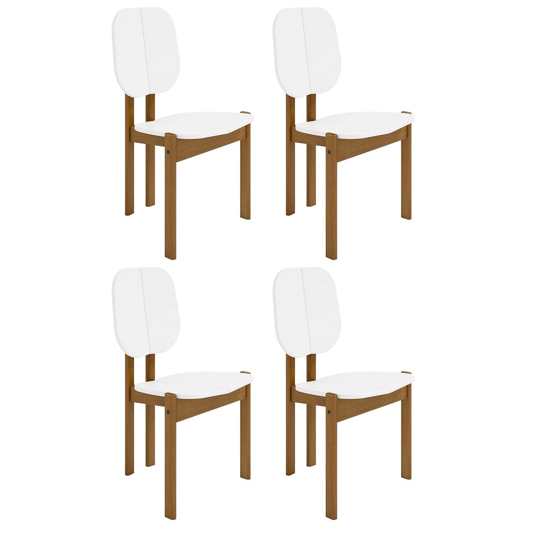 Manhattan Comfort Gales 5-Piece White Dining Set With 1 Small Rectangular Dining Table & 4 Chairs