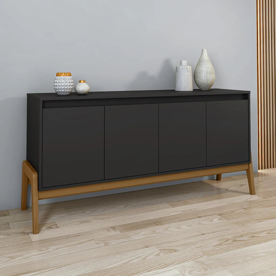 Manhattan Comfort Gales 63" Mid-Century Modern Sideboard In Black