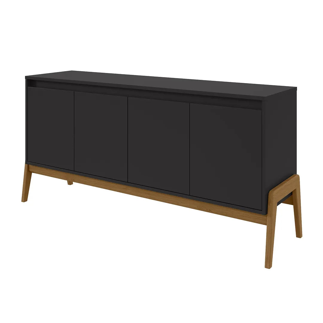 Manhattan Comfort Gales 63" Mid-Century Modern Sideboard In Black