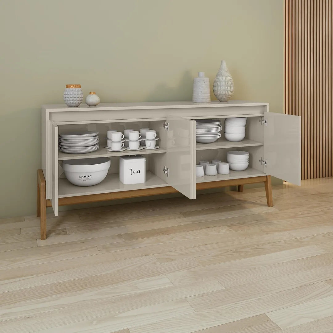 Manhattan Comfort Gales 63" Mid-Century Modern Sideboard In Off-White