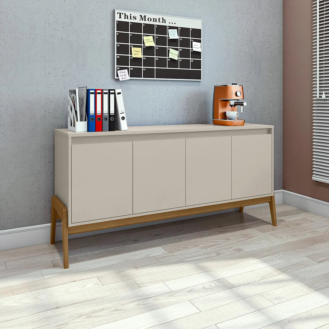 Manhattan Comfort Gales 63" Mid-Century Modern Sideboard In Off-White
