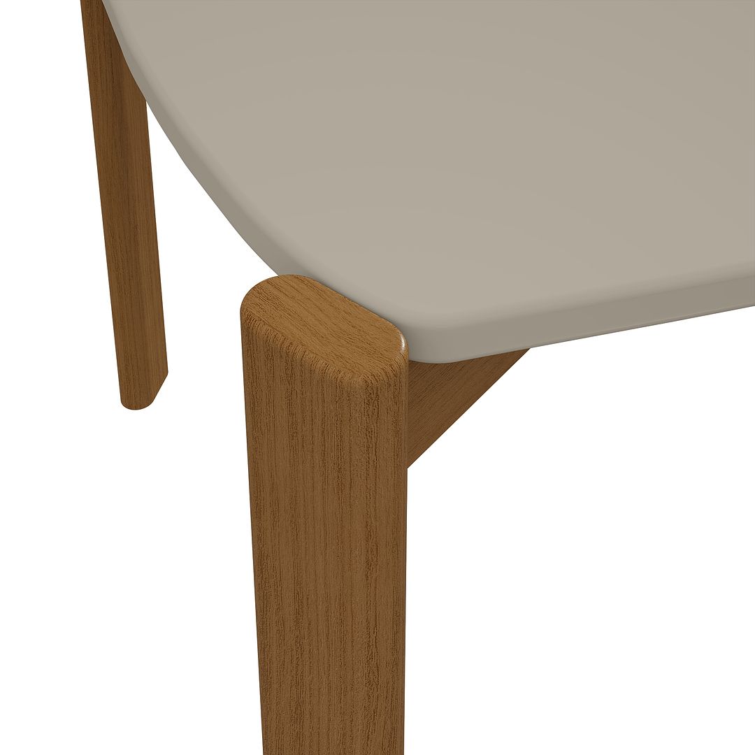 Manhattan Comfort Gales 71" Rectangular Gloss Greige Dining Table With Solid Wooden Legs