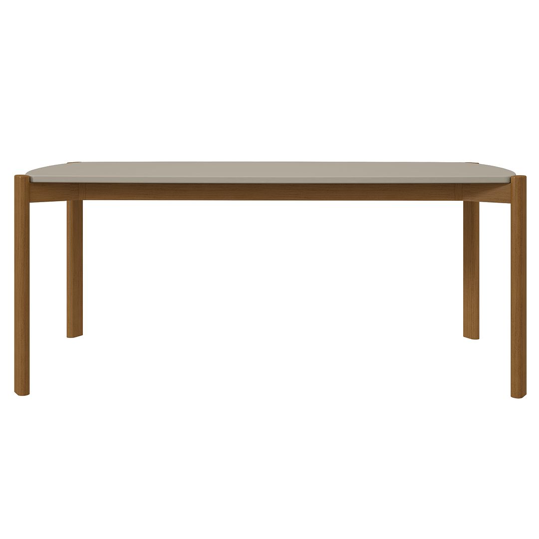 Manhattan Comfort Gales 71" Rectangular Gloss Greige Dining Table With Solid Wooden Legs