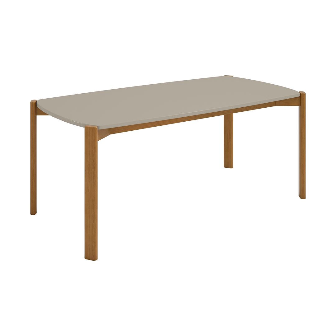 Manhattan Comfort Gales 71" Rectangular Gloss Greige Dining Table With Solid Wooden Legs