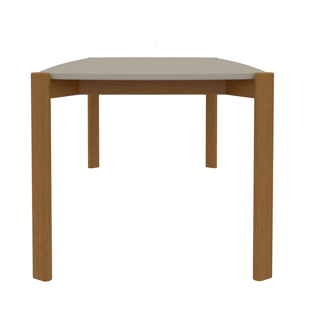 Manhattan Comfort Gales 71" Rectangular Gloss Greige Dining Table With Solid Wooden Legs