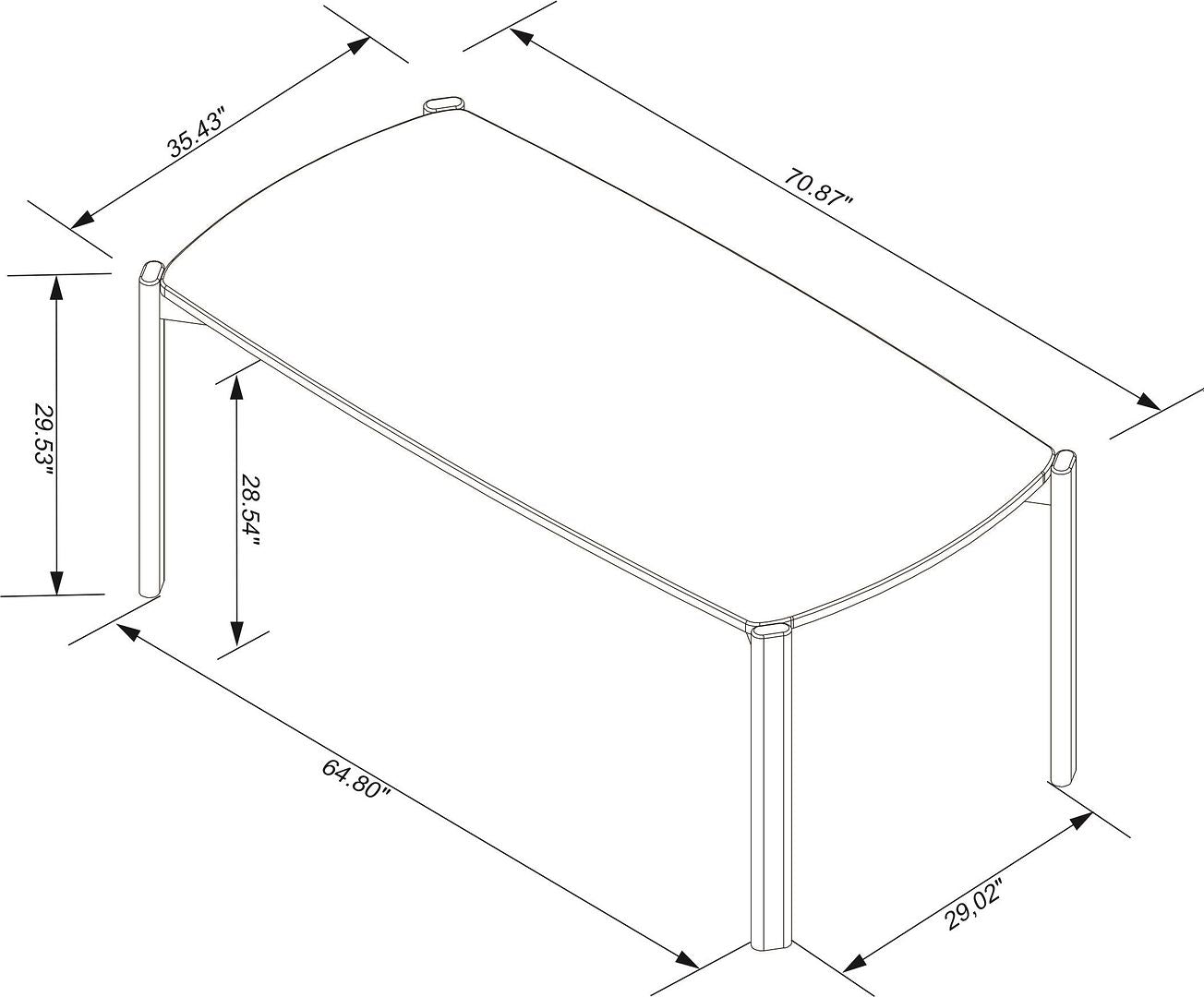 Manhattan Comfort Gales 71" Rectangular Gloss Greige Dining Table With Solid Wooden Legs