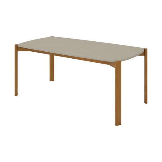 Manhattan Comfort Gales 71" Rectangular Gloss Greige Dining Table With Solid Wooden Legs