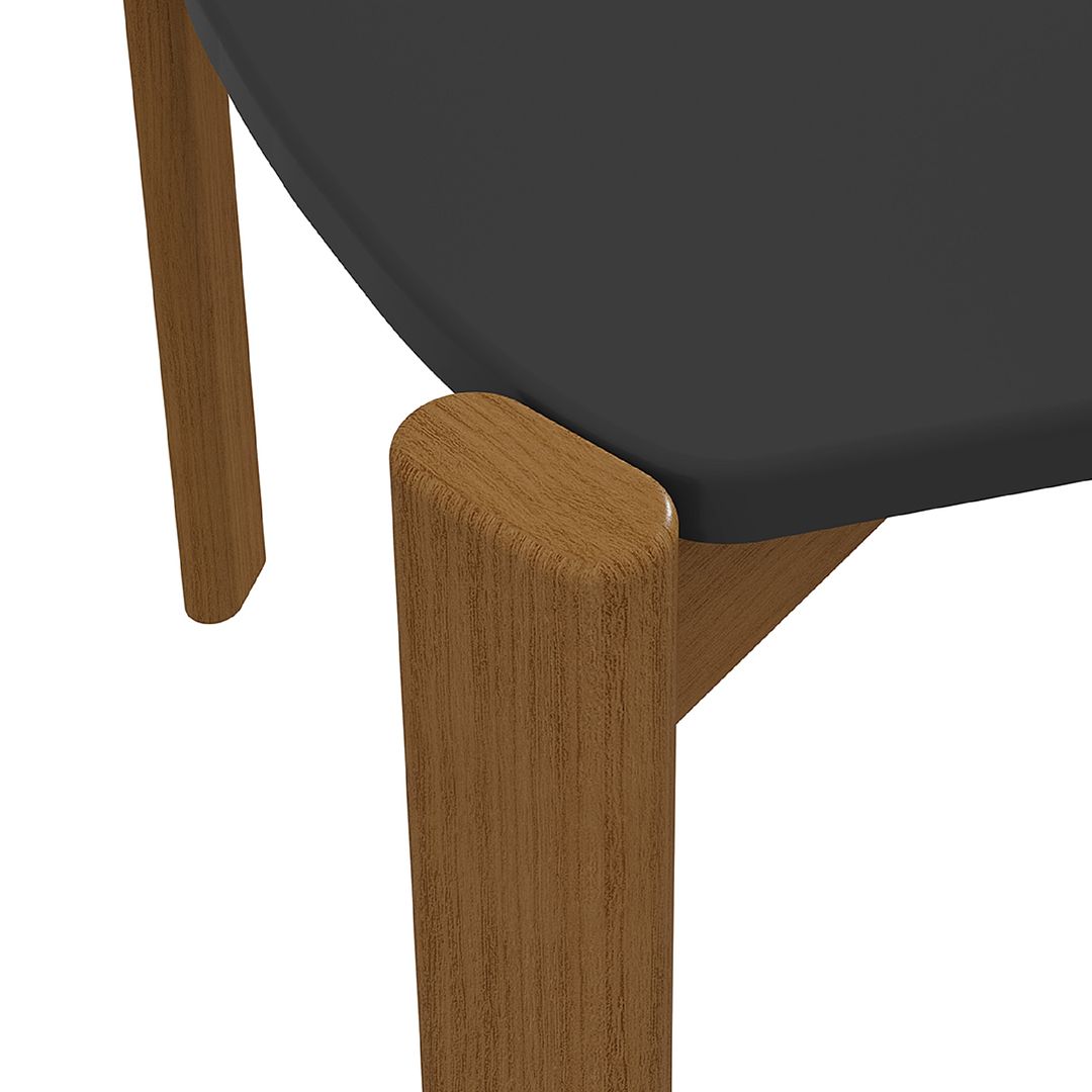 Manhattan Comfort Gales 71" Rectangular Matte Black Dining Table With Solid Wooden Legs
