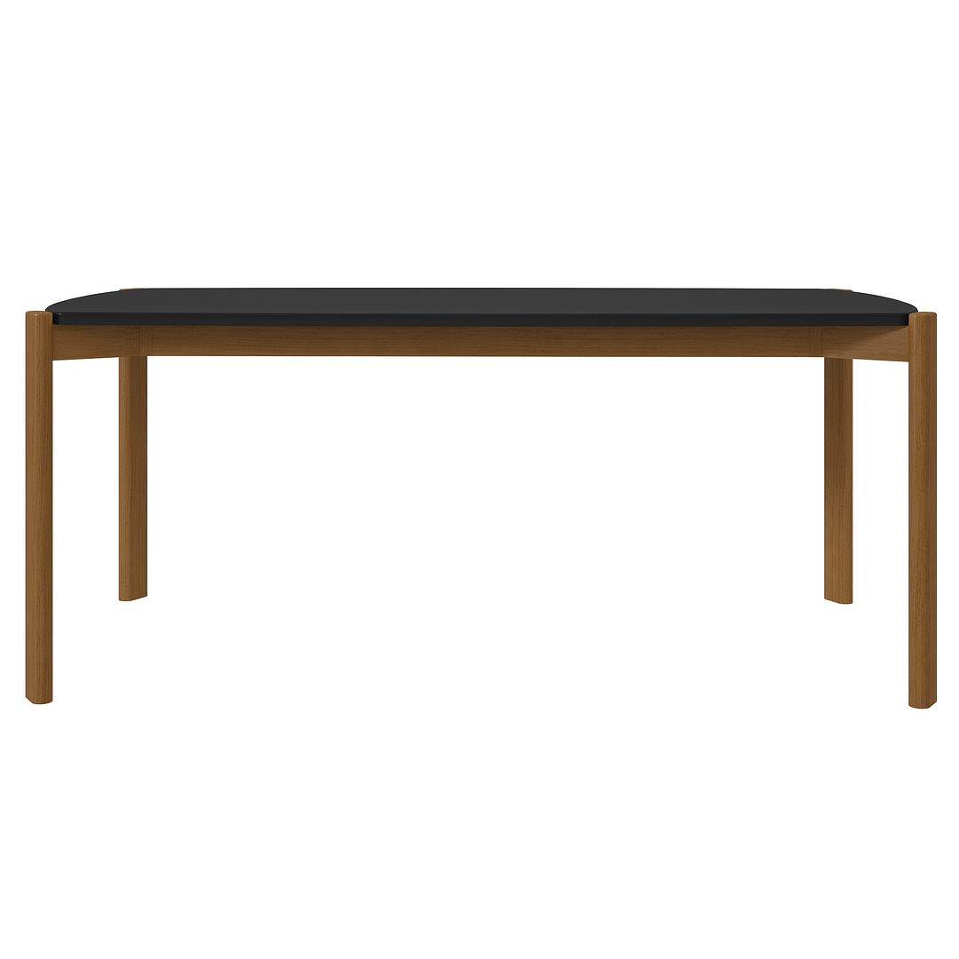 Manhattan Comfort Gales 71" Rectangular Matte Black Dining Table With Solid Wooden Legs