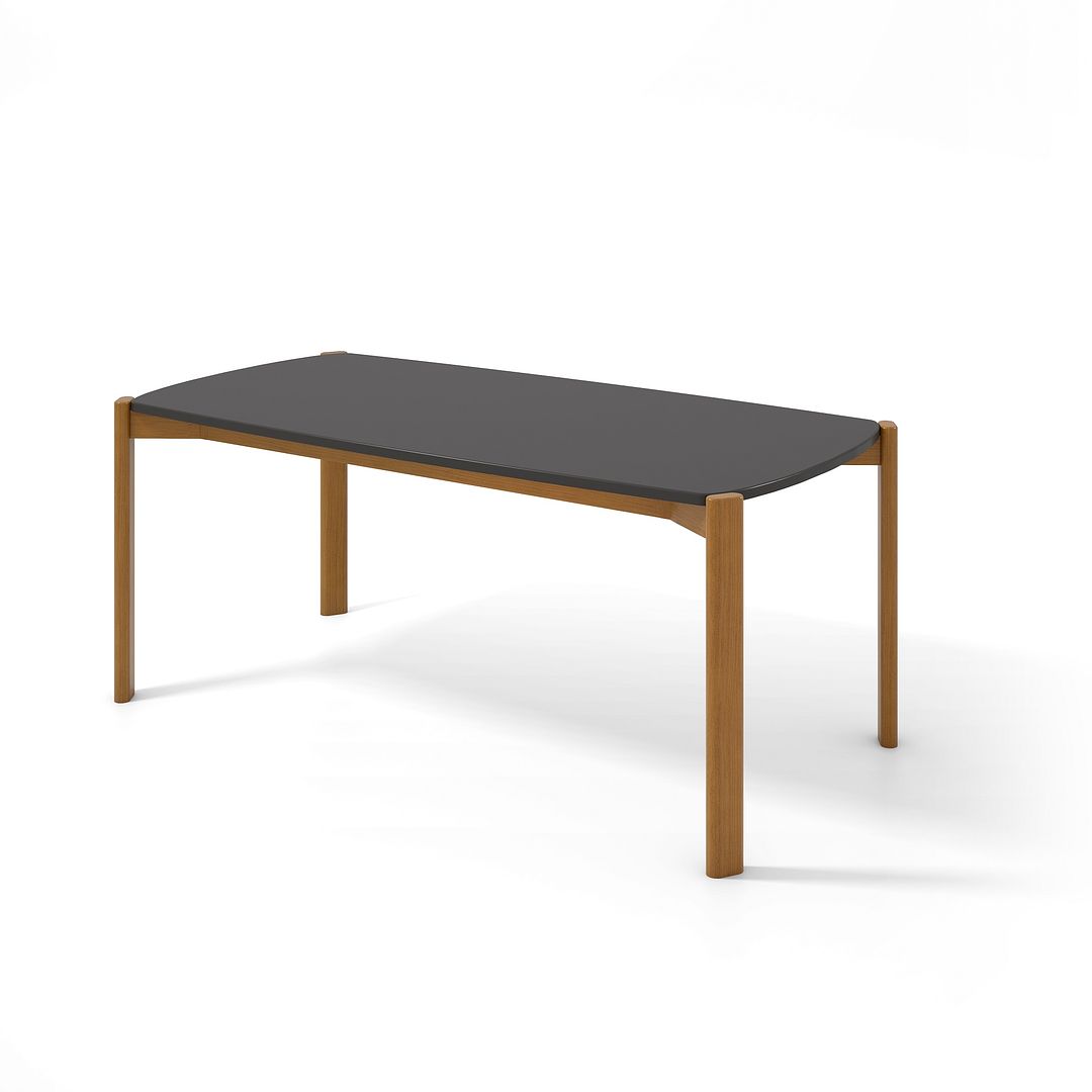 Manhattan Comfort Gales 71" Rectangular Matte Black Dining Table With Solid Wooden Legs