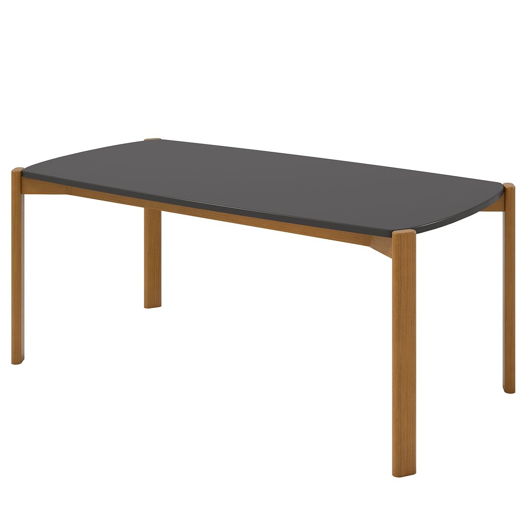 Manhattan Comfort Gales 71" Rectangular Matte Black Dining Table With Solid Wooden Legs