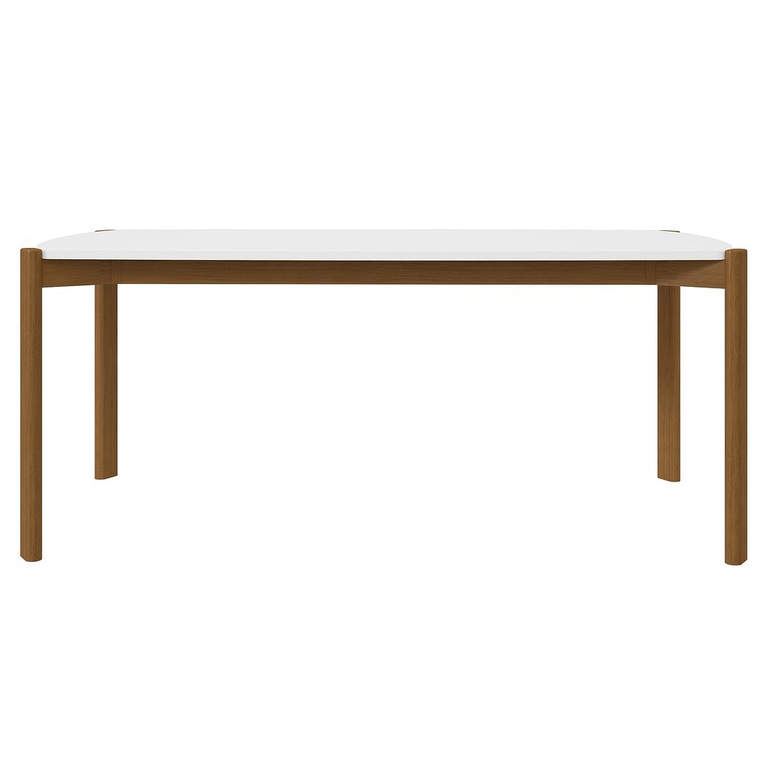 Manhattan Comfort Gales 71" Rectangular Matte White Dining Table With Solid Wooden Legs