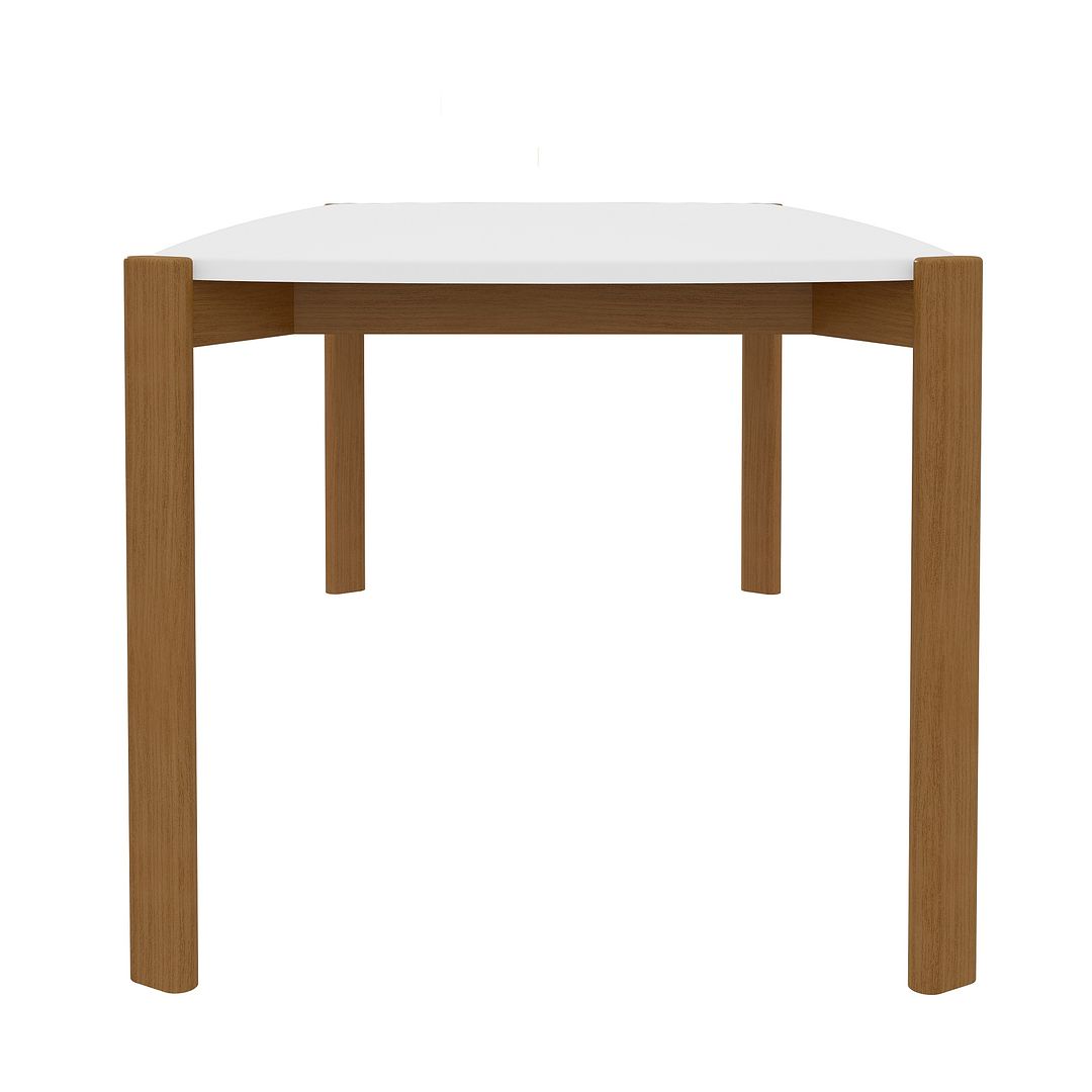 Manhattan Comfort Gales 71" Rectangular Matte White Dining Table With Solid Wooden Legs